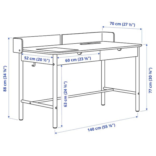 Ikea RIDSPÖ - Desk, anthracite, , 140x70 cm