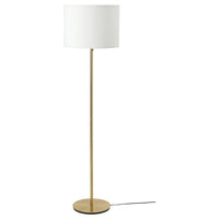 RINGSTA / SKAFTET floor lamp, white/brass, 29 cm