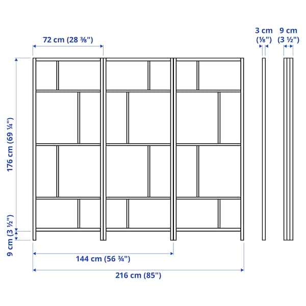 Ikea RISÖR - Room divider, white/black, 216x185 cm