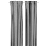 ROSENMANDEL block-out curtains, 1 pair, grey/with heading tape, 135x300 cm
