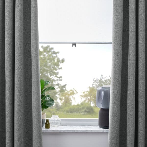 Ikea ROSENMANDEL - Blackout blind, 2 sheets, grey, 135x300 cm ,