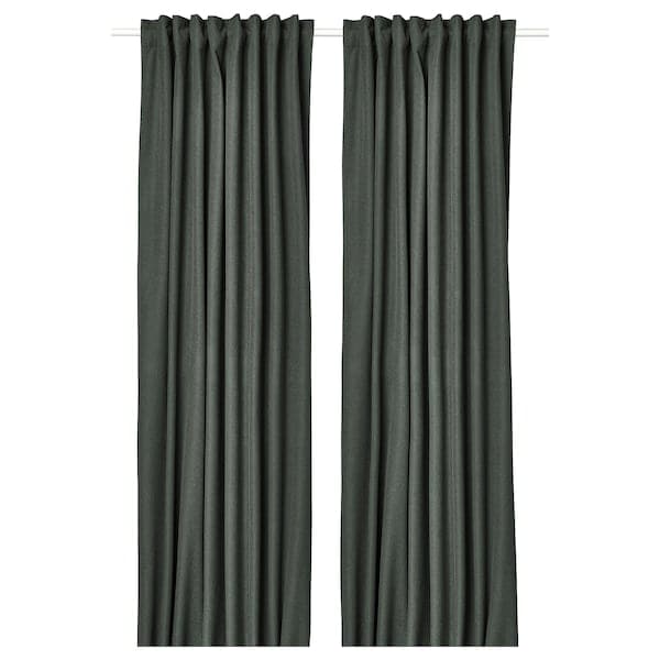Ikea ROSENMANDEL - Blackout curtain, 2 sheets, dark green, 135x300 cm