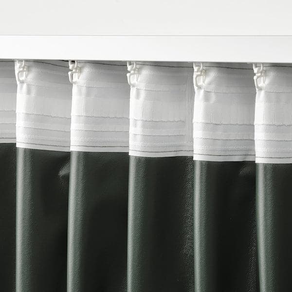 Ikea ROSENMANDEL - Blackout curtain, 2 sheets, dark green, 135x300 cm