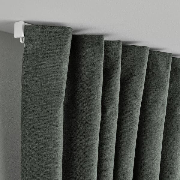 Ikea ROSENMANDEL - Blackout curtain, 2 sheets, dark green, 135x300 cm