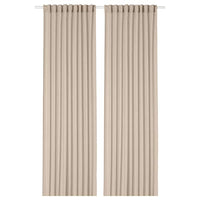 ROSENROBINIA sheer curtains, 1 pair, beige/with heading tape, 145x300 cm