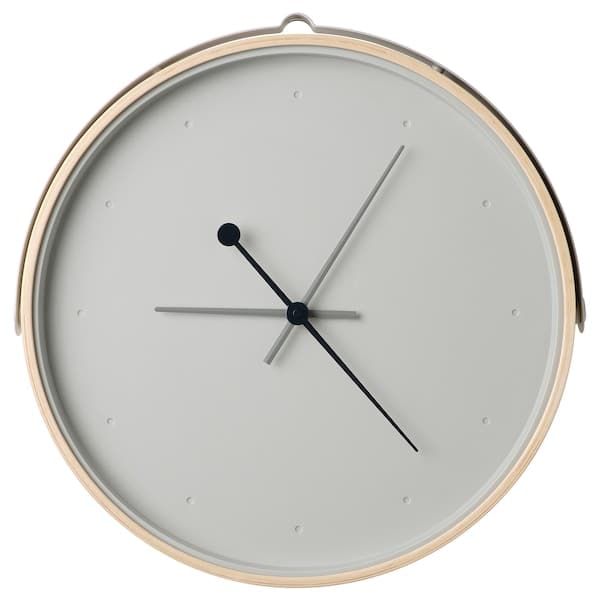 Ikea ROTBLÖTA - Wall clock, ash veneer/light grey, 42 cm