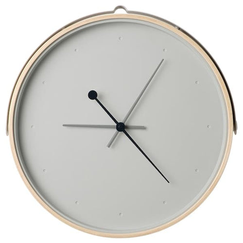 ROTBLÖTA - Wall clock, ash veneer/light grey, 42 cm