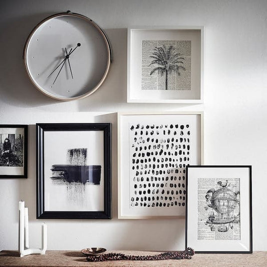 Ikea ROTBLÖTA - Wall clock, ash veneer/light grey, 42 cm