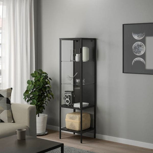 RUDSTA - Glass-door cabinet, anthracite, 42x37x155 cm - best price from Maltashopper.com 60434825