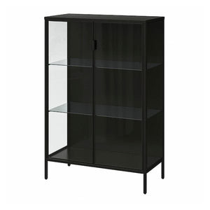 RUDSTA - Glass-door cabinet, anthracite, 80x37x120 cm - best price from Maltashopper.com 50450137