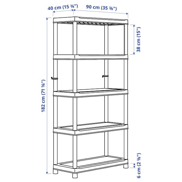 Ikea RUNMARÖ - Shelf, dark grey indoor/outdoor, 90x40x182 cm