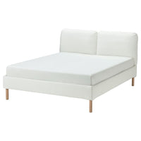 SAGESUND upholstered bed frame, Gräsbo white/Leirsund, 140x200 cm