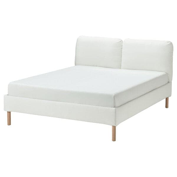 Ikea SAGESUND - Upholstered bed frame, Gräsbo white/Lönset, , 140x200 cm