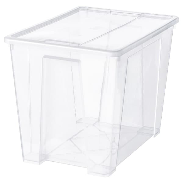 Ikea SAMLA - Box with lid, transparent, 57x39x42 cm/65 l