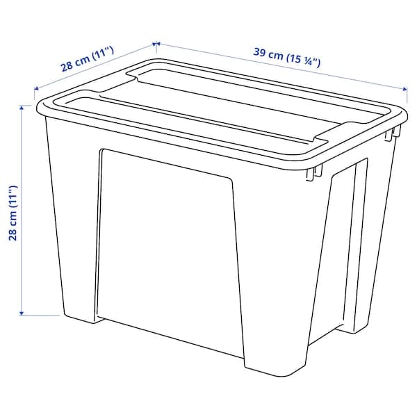 Ikea SAMLA - Box with lid, transparent, 39x28x28 cm/22 l