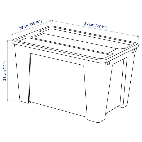 Ikea SAMLA - Box with lid, transparent, 57x39x28 cm/45 l