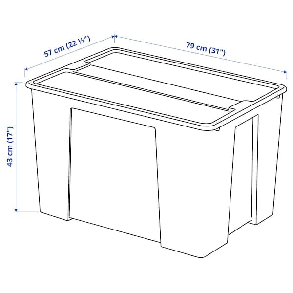 SAMLA - Box with lid, transparent, 79x57x43 cm/130 l - best price from Maltashopper.com 29440819