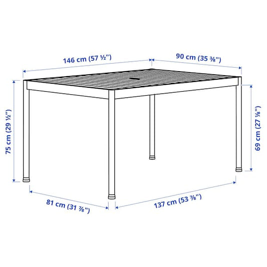 Ikea SEGERÖN / ENSHOLM - Table and 4 chairs, outdoor dark green/green, 147 cm