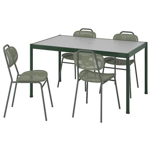 Ikea SEGERÖN / ENSHOLM - Table and 4 chairs, outdoor dark green/green, 147 cm
