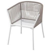 SEGERÖN chair with armrests, outdoor, white/beige, 67x73x63 cm