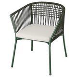 SEGERÖN chair with armrests, outdoor, dark green/Frösön/Duvholmen beige, 67x73x63 cm
