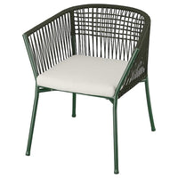 SEGERÖN chair with armrests, outdoor, dark green/Frösön/Duvholmen beige, 67x73x63 cm