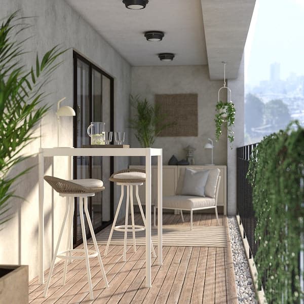 Ikea SEGERÖN - Outdoor table and 2 bar stools, swivel white/beige/Frösön/Duvholmen beige ,