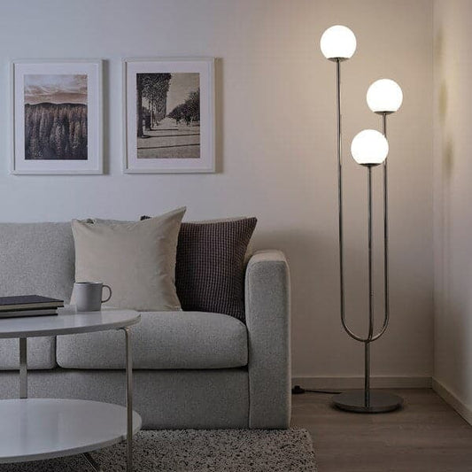 Ikea SIMRISHAMN Floor lamp - chrome/white opaline glass