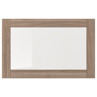 SINDVIK glass door, grey stained walnut effect/clear glass, 60x38 cm