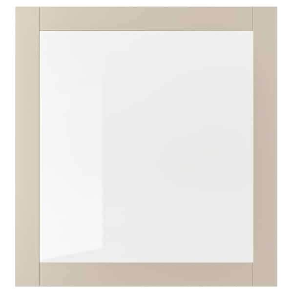 Ikea SINDVIK - Glass door, light grey-beige/clear glass, 60x64 cm