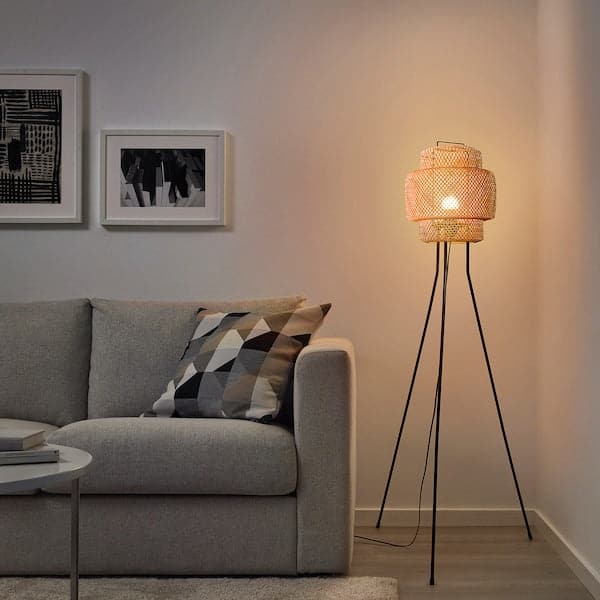 Ikea SINNERLIG - Floor lamp, bamboo/handmade ,