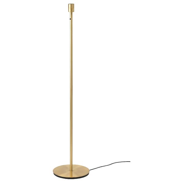 NYMÖ / SKAFTET floor lamp base w light blb, arched, white/brass