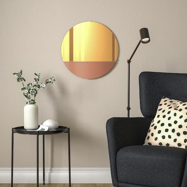 Ikea SKOGSGRÄNSEN - Decorative mirror, copper-colour, 50 cm