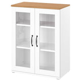 SKRUVBY cabinet with glass doors, white, 70x90 cm