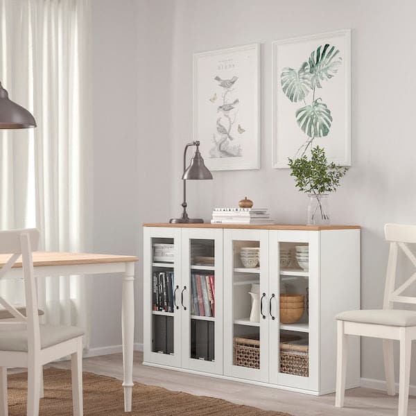 Ikea SKRUVBY - Cabinet with glass doors, white, 70x90 cm