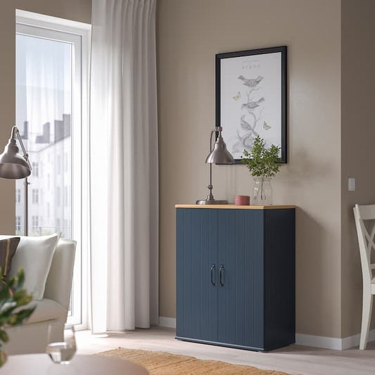 SKRUVBY - Cabinet with doors, black-blue, 70x90 cm - best price from Maltashopper.com 30520358