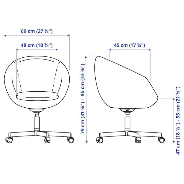 Ikea SKRUVSTA Swivel Chair - White Ysane ,