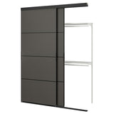 SKYTTA / BOAXEL reach-in wardrobe with sliding door, black double sided/Mehamn dark grey, 177x65x240 cm
