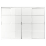 SKYTTA / FÄRVIK sliding door combination, aluminium/white glass, 326x240 cm