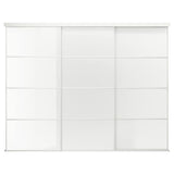 SKYTTA / FÄRVIK sliding door combination, white/white glass, 301x240 cm