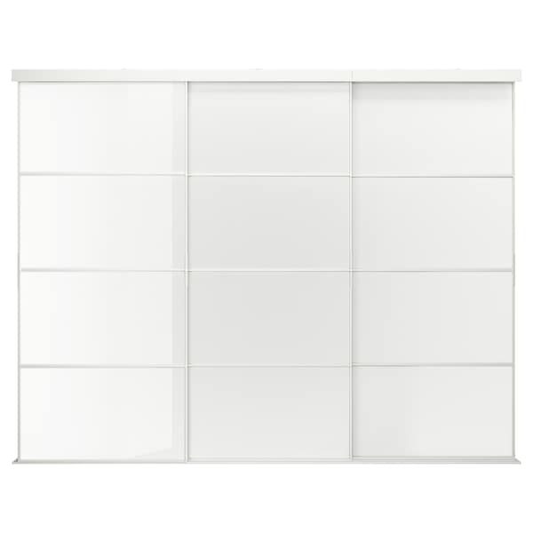 Ikea SKYTTA / FÄRVIK - Sliding door combination, white/white glass, 301x240 cm