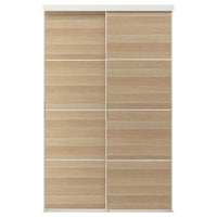 SKYTTA / MEHAMN sliding door combination, white/double sided white stained oak effect, 152x240 cm