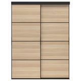 SKYTTA / MEHAMN sliding door combination, black/double sided white stained oak effect, 152x205 cm