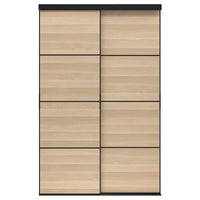 SKYTTA / MEHAMN sliding door combination, black/double sided white stained oak effect, 152x240 cm