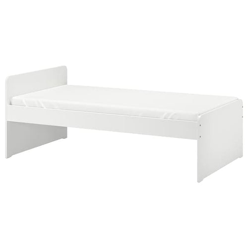 SLÄKT - Bed frame with slatted bed base, white, 90x200 cm
