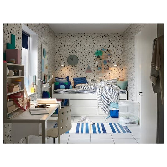 SLÄKT - Bed frame w storage+slatted bedbase, white, 90x200 cm - best price from Maltashopper.com 29291956