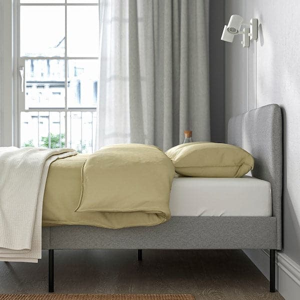 SLATTUM Padded bed structure - Light grey Knisa 160x200 cm , 160x200 cm - best price from Maltashopper.com 60446376