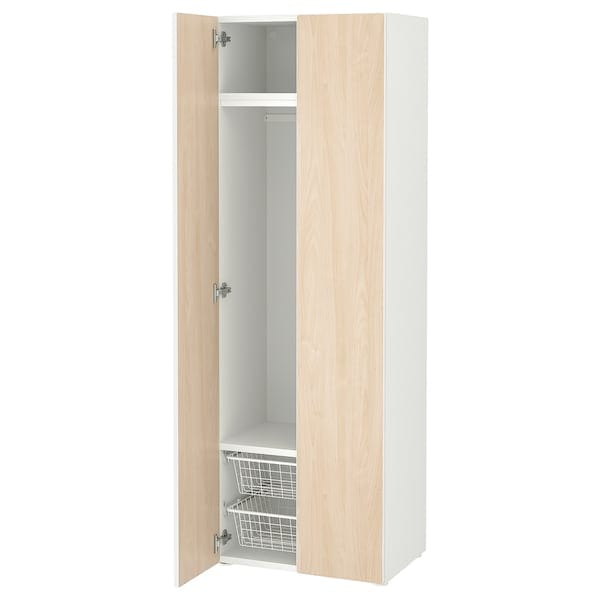 Ikea SMÅSTAD - Wardrobe, white/birch effect, 60x42x181 cm