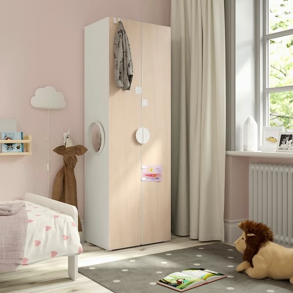 Ikea SMÅSTAD - Wardrobe, white/birch effect, 60x42x181 cm