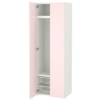 SMÅSTAD wardrobe, white/pale pink, 60x42x181 cm
